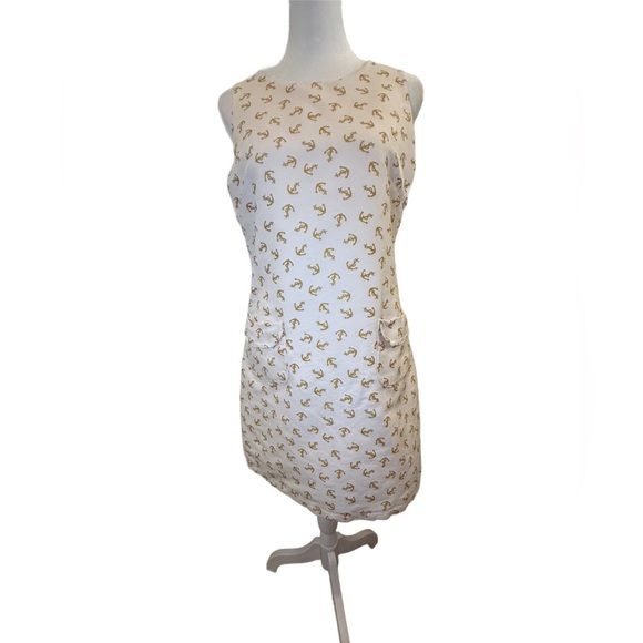 JB by Julie Brown White Dress with Gold Anchor Accents. Size 6 - Picture 1 of 7